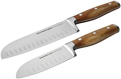 Rachael Ray Cutlery Cutlery Japanese Japanese Aço inoxidável Sãoku Conjunto com alças de Acacia -, ACACIA WOOD