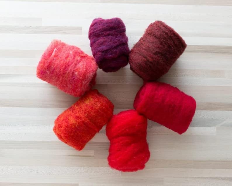 Lã de feltragem de agulha - Felter's Fleece - Reds - 1 oz. Batts texturizados Batts Batts - você escolhe a cor