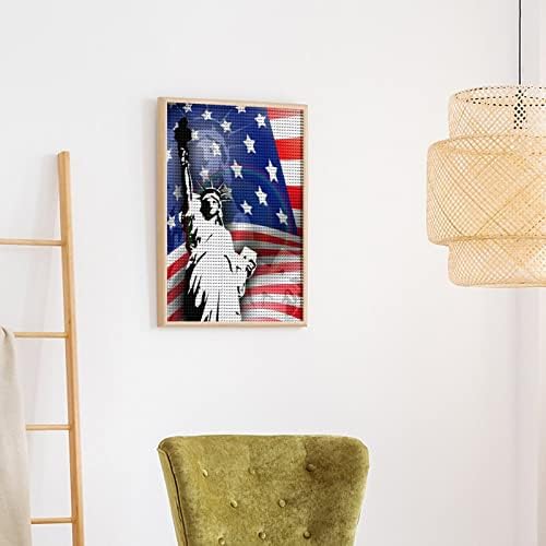 Bandeira Americana, A Estátua da Liberdade Pintura de Arte de Diamante Round Picture Full Drill Picture for Wall Home Bedroom