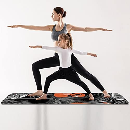 Mamacool Yoga Mat cinza Tropical Plam Tree Flamingo ECO Amigável Não deslize tapete de exercício para pilates e exercícios de