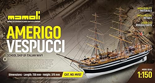 Mamoli Kit Barca Amerigo Vespucci Navio de madeira Scara 1: 150 L: 28,3 polegadas H: 375