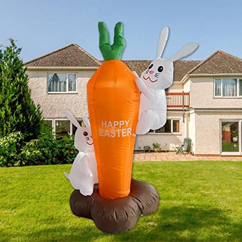 Dbylxmn férias de páscoa de páscoa decoração de coelho inflável de coelhos e coelhos fofos decorados com cenouras