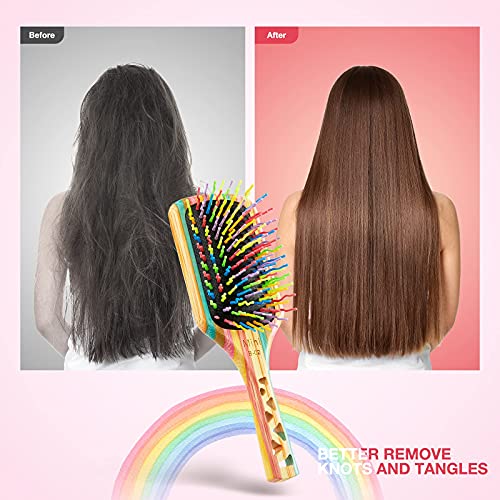 Escova de cabelo arco -íris, escova de cabelo para crianças, escova de cabelo para meninas, pincel arco -íris para mulheres,