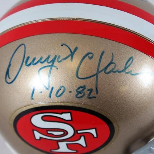 Dwight Clark e Joe Montana Mini capacete assinado 49ers - CoA JSA - Mini capacetes autografados da NFL