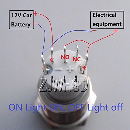 16 mm 12V Blue LED Angel Push Button Metal Momentary Switch Connector O-ring [Abbott]