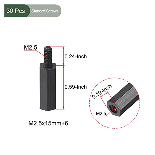 YOKive 30 PCs M2.5 parafusos de impasse, nylon hex PCB Standos com alto efeito de isolamento, mantenha a altura consistente,