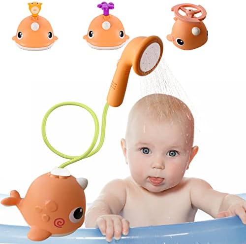 Hsngyhl Baby Bath Toy com cabeça de chuveiro e 3 brinquedos de banheira de cabeça de spray de água, torneira do chute