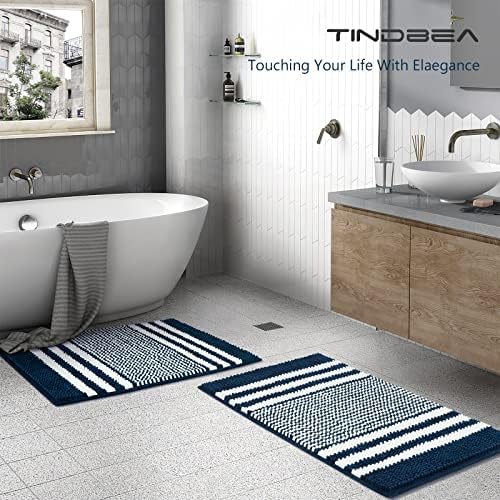 Rugs de banheiro Tindbea Conjunto de 2 peças, um conjunto de tapete de banho de chenille de chenille, mais macio e absorvente.