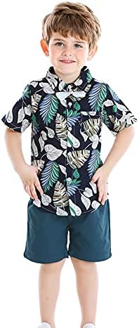 Junneng Toddler Baby Boy Shorts Conjunto de roupas havaianas, criança infantil deixa a camisa de manga curta floral top+shorts