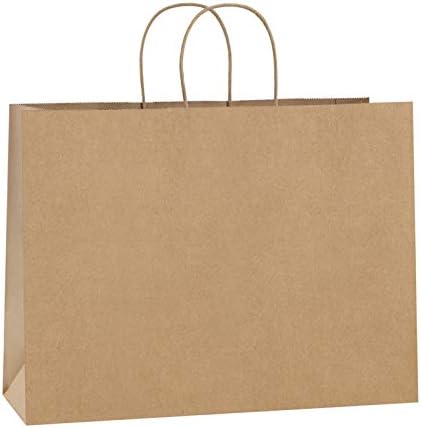 Bagdream 100pcs 16x6x12 polegadas Kraft Sacos de presente com alças sacos de papel de presente de compra de compras de compras