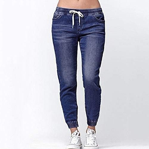 Calças de perna larga larga de Honprad para mulheres de alta cintura elástica feminina de jeans solto de jeans de jeans Casual