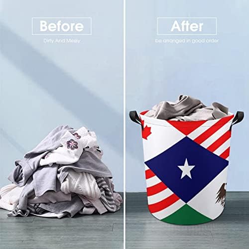 American Canadá Canadá México Bandeira Cesta de cesta de cesto Bolsa de lavagem Bin Storage Sagão dobrável alto com alças