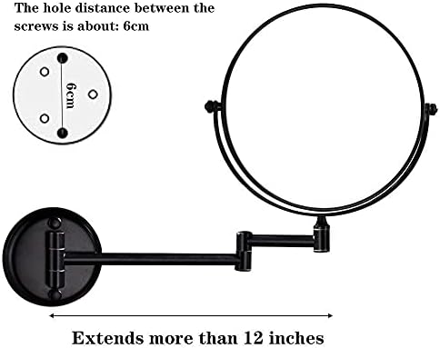 Espelho de maquiagem montado em parede de 8 polegadas 1x/10x ampliação, dupla face 360 ​​giratório