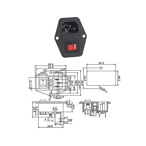 1PCS Rocker Switch Inlet Soquete de fusível de fusível conector do conector e fusível, ac-1-blue