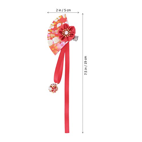 AMOSFUN JAPONEIR Hair Clip Ornament Tie Band Clip Fan Crocodile Clip Hairpin para Acessórios Womens Kimono Hanfu 2pcs