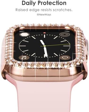 Newways 2-Pack Bling Compatível para casos de relógio Apple 44mm Se série 6 5 4, pára-choque de proteção para a série Iwatch SE