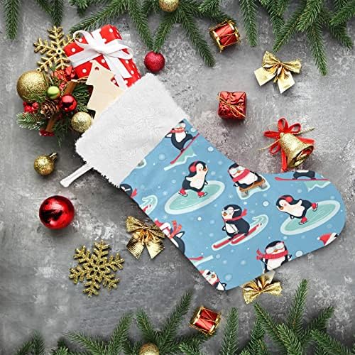 Xiua Animais fofos Penguins meias de Natal brancas Plagufed de punho de punho de punho de presente para decorações de festas decorações