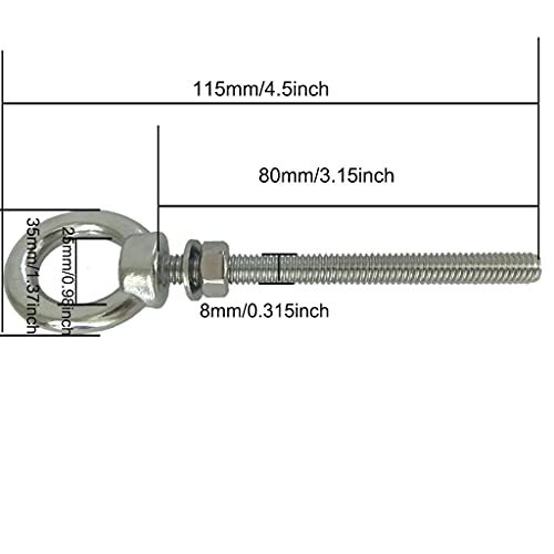 Parafusos de aço inoxidável AIVOOF, parafusos de 4 pacote M8 parafusos de olho de ombro 5/16 x 3,15 parafusos de olhos pesados