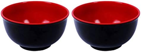 Kekkein 2pcs melamina preto e vermelho imitação de tigela de porcelana tigelas de sopa de sopa de mesa para suprimentos domésticos
