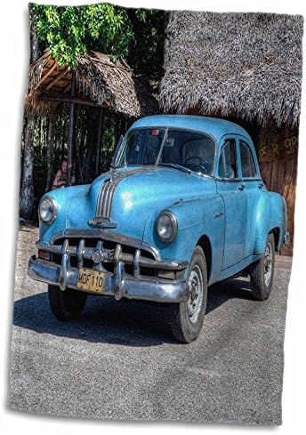 3d Rose Old Blue Car em Cuba Twl_173695_1 Toalha, 15 x 22, multicolor