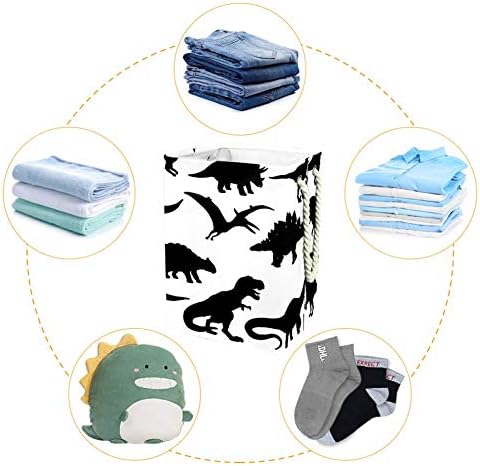 Inomer em preto e branco-dinossauro 300d Oxford PVC Roupas à prova d'água cesto grande cesta de roupa para cobertores Toys no quarto