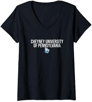 T-shirt de decote em V da Universidade Cheyney