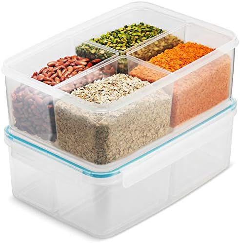 Komax Biokips grande recipiente de armazenamento de alimentos com 4 compartimentos nidable-recipientes de alimentos para grãos,