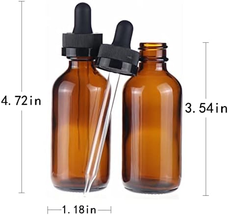 Toaazhy 2 garrafas de gotas de vidro, garrafas de tintura vazia de 60 ml de âmbar para óleos essenciais, perfumes de colônias e produtos