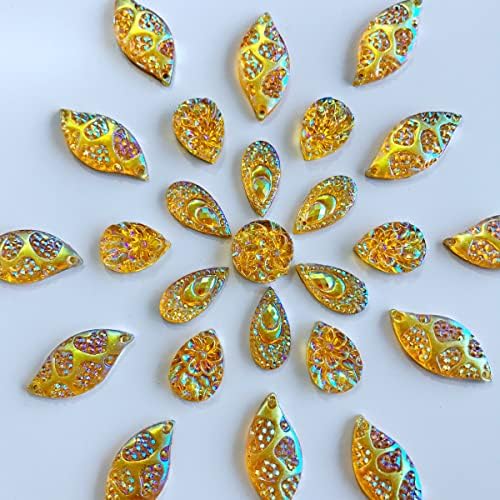 Zbroh forma mista tamanho misto costurar em strasss multicoloridos 2 orifícios ab cor de cor de gemas de costas planas