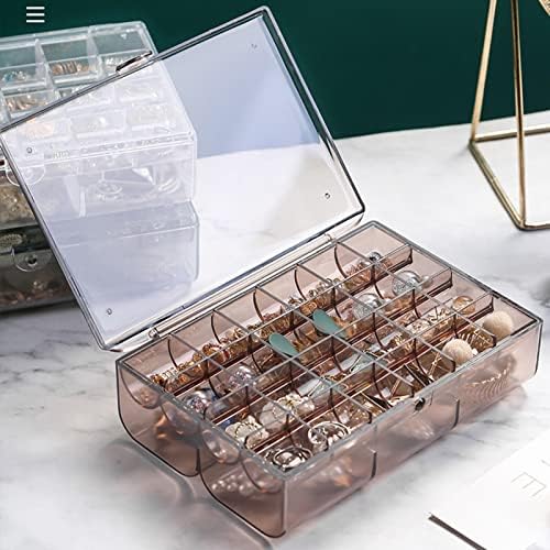 Caixa de jóias, caixa de jóias Caixa de bretas de jóias transparentes de grande capacidade com tampa para caixa de jóias para casa