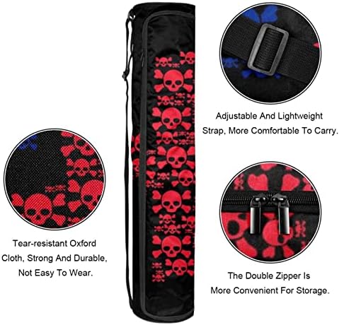 Ratgdn Yoga Mat Bag, agitando o estadual de bandeira estadual Skull Crossbones Exercício ioga transportadora de tapete full-zip