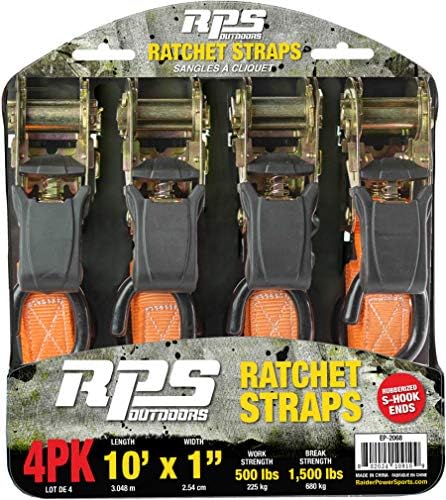 RPS Outdoors EP-2068 Orange 1 x 10 'Trechas de amarração de catraca, 4 pacote