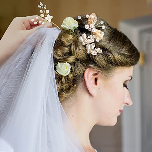 9pcs Acessórios de cabelo de noiva dourado para mulheres pinos de cabelo de noiva para casamentos
