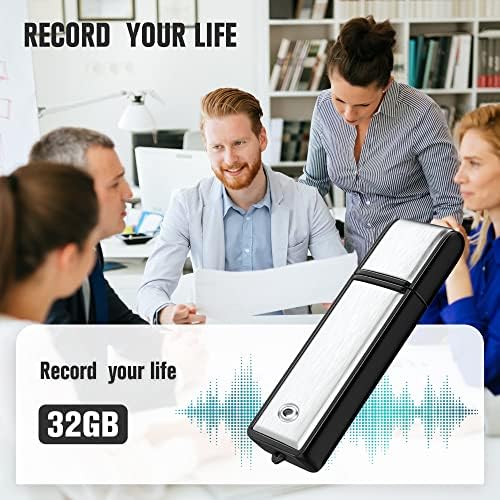 Recorder de voz de 32 GB, gravador de áudio digital com 750 horas Capacidade de gravação Redução de ruído RECORDEÇÃO USB DISPOSITIVO