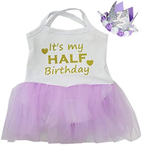 Kirei sui bebê meio aniversário tule tutu tutu traje de vestuário Romper e 1/2 bandana da coroa de ouro