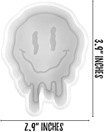 Smiley Face derretendo derreter o molde de silicone Freshie para aroma aroma perfumado 3,9 ”T x 2,9” W x 0,8 ”d.