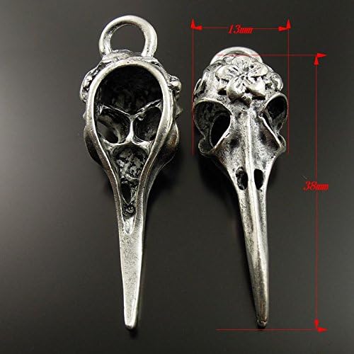 24pcs Antique Personalidade Phantom Raven Beak Bird Skull Charm Pingents Encontrando para fazer jóias