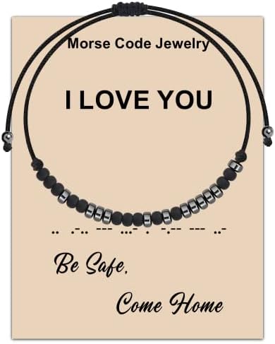 Maofaed Be Safe Come Home Gift Morse Code Bracelet para o Bombeiro do Bombeiro Militar do Pai Presente para Pai