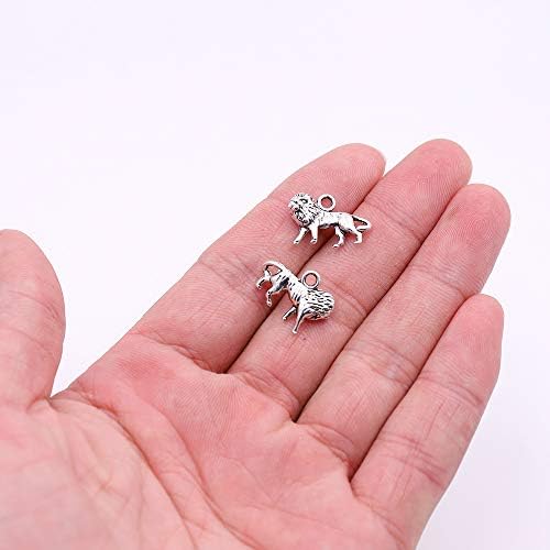 Yeyulin 30pcs Tibetano Silver Metal Animal Charms para fabricação de jóias | 3 tipos de amuletos de leão para pulseiras