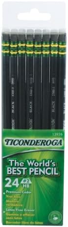 Ticonderoga No. 2 Lápis macios, doze 24 caixas de toca de junção, total 288 lápis - em preto fosco