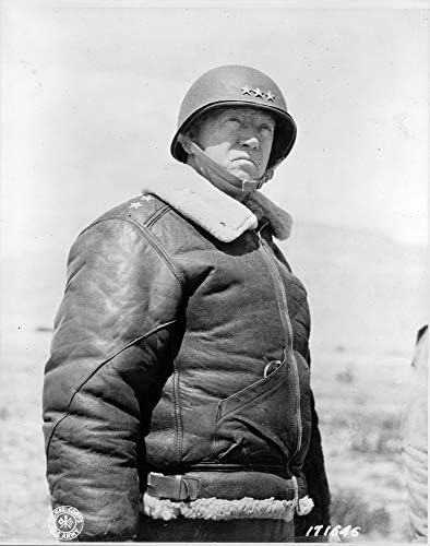 Fotografia do general George Patton - obra de arte histórica de 1943 - - Semi -Gloss