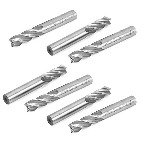 Aexit 7 PCS FIM Mills Hssal 4 flautas CNC Cuttador de moinho de haste reto CNC Bits de broca de 3/8 Drill Mills x 3/8