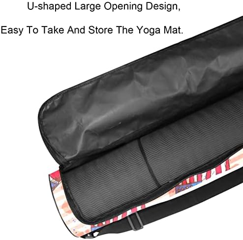 Ratgdn Yoga Mat Bag, Inglaterra bandeira e bandeira americana Exercício de ioga transportadora de tape