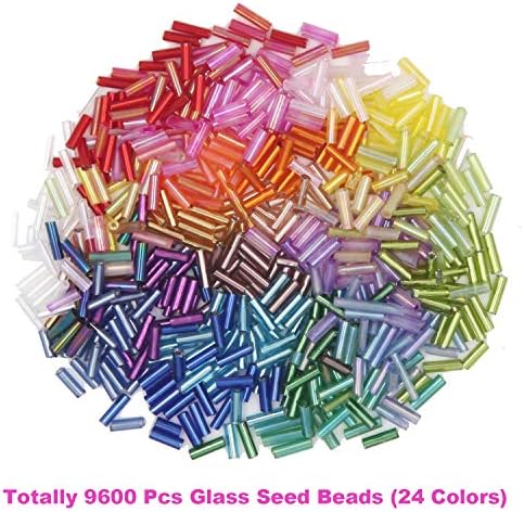 Eutenghao 9600pcs Biço de tubo kit Bugle de vidro Breads de sementes de sementes de vidro para colares de pulseira de braceletes