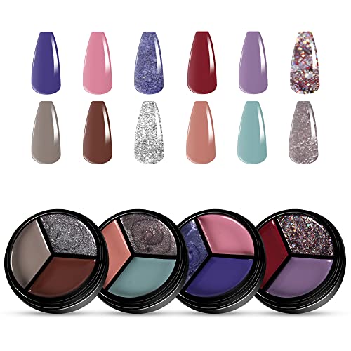 3 Creme de esmalte em gel sólido colorido, 4pack Pudding Gel Polishon Palette UV Mergulhe o gel para o kit de manicure de salão de salão de unhas