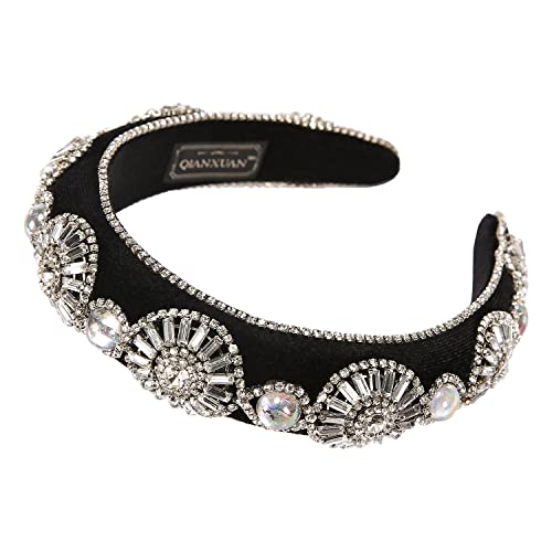 Bandas de cabeça de strass de cristal Qianxuan para mulheres bandanas de pérolas brancas para meninas bandana acolchoada