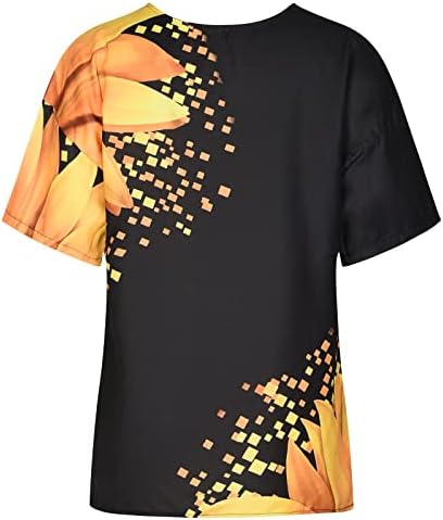 Camiseta da blusa para mulheres de manga curta impressão gráfica floral solto ajuste ajuste princesa deusa Flowy Blouse n0