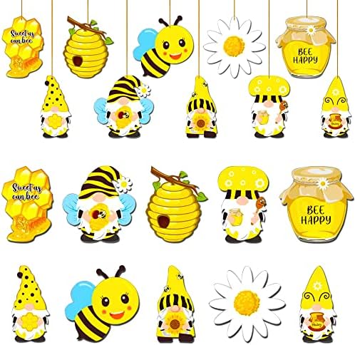 PRHAVKS 30PCS ABELHO ORNAMENTOS DE MADEIRA GNOMENTE DESPENHAÇÃO DE ENGUNTAÇÃO DE EMPREGO DA FESTA DE ABELHA DAY, Bumble Bee Honeycomb,