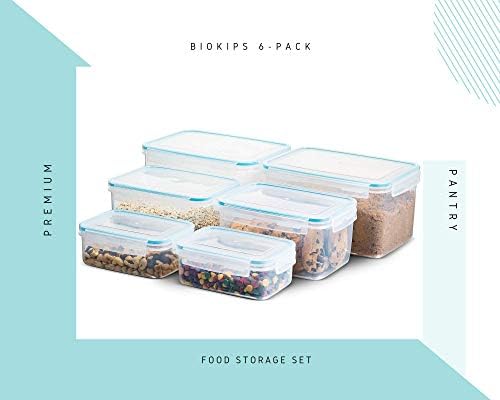 KOMAX BIOKIPS AIRTIVO ALIMENTO RECIMENTOS DE ALIMENTOS COM TIDAS | Conjunto de 6 organizações de despensa de cozinha