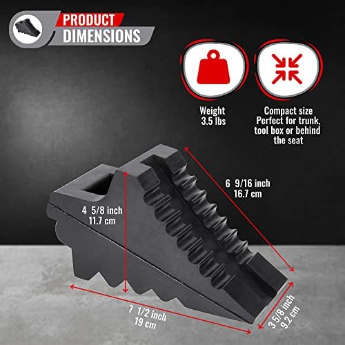 AFA Tooling - Conjunto de 4 calços de roda de borracha pesados ​​com alças de transporte EZ | RV Bloco de chock para